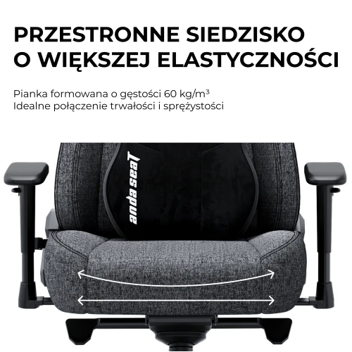 Fotel gamingowy materiałowy Anda Seat Novis Plus XL szary obrotowy