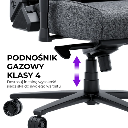 Fotel gamingowy materiałowy Anda Seat Novis Plus XL szary obrotowy