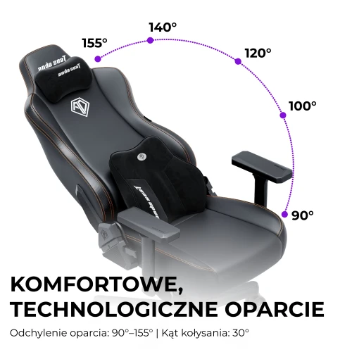 Fotel gamingowy materiałowy Anda Seat Novis Plus XL szary obrotowy