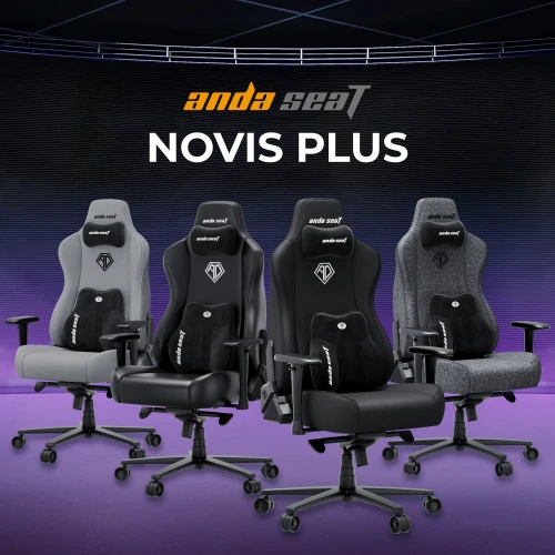 Fotel gamingowy materiałowy Anda Seat Novis Plus XL szary obrotowy