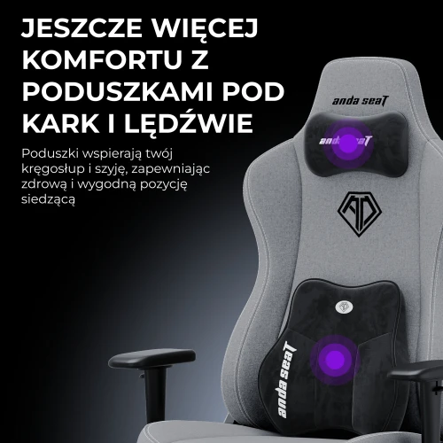 Fotel gamingowy materiałowy Anda Seat Novis Plus XL szary obrotowy