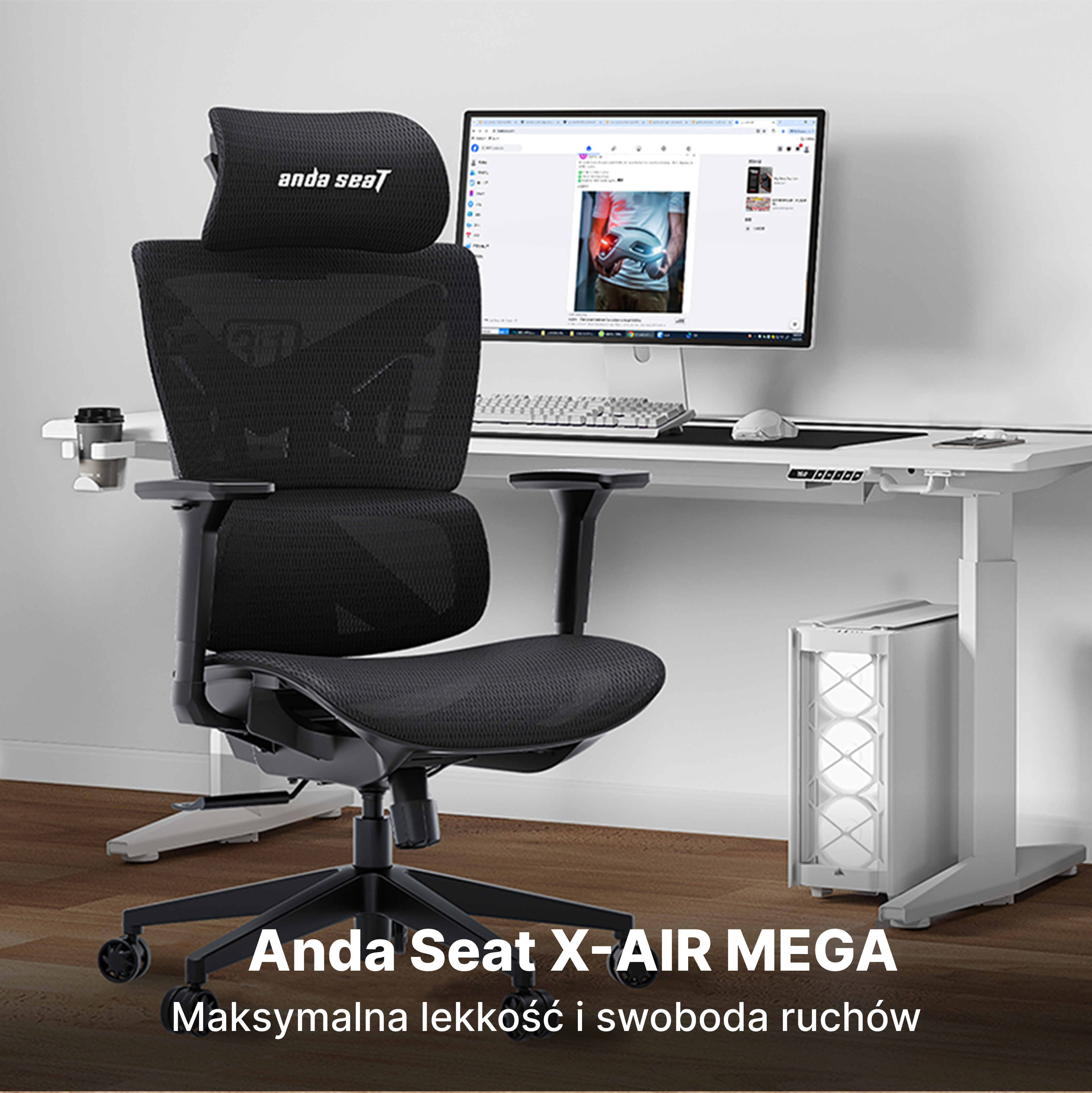 Anda Seat X-Air Mega XL Space Black Mesh - ergonomiczny fotel gamingowo-biurowy