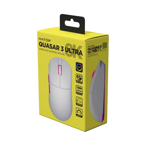 Mysz HATOR Quasar 3 ULTRA 8K+8K Wireless RGB White Violet