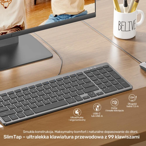 Klawiatura Unitek Unitek SlimTap USB-C/USB-A
