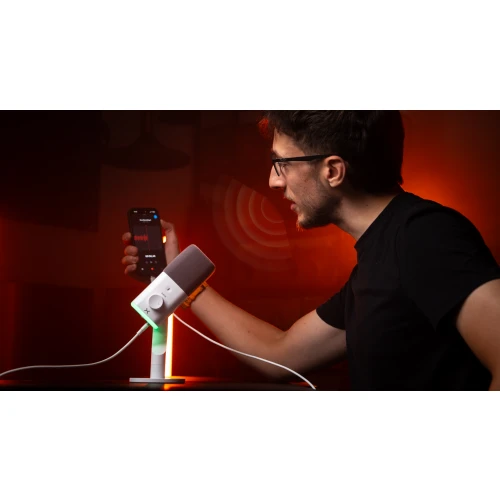 Mikrofon Krux Qube RGB XLR/USB White