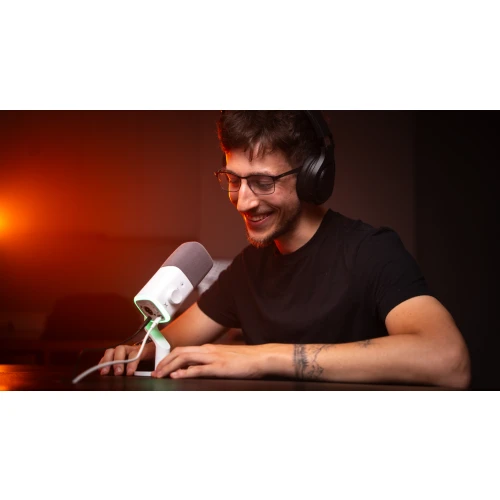 Mikrofon Krux Qube RGB XLR/USB White