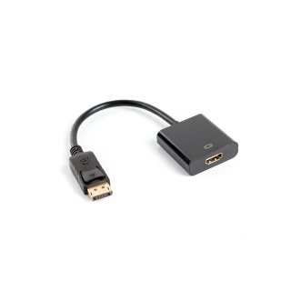 Adapter DisplayPort(m) 1.2->hdmi(f) Na Kablu 10cm Czarny Lanberg