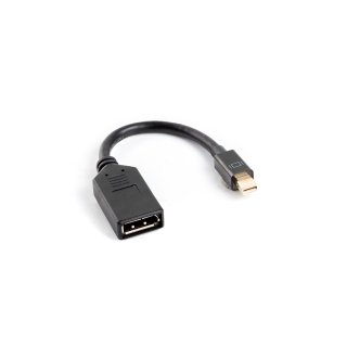 Adapter DisplayPort Mini(m) 1.1->displayport(f) Na Kablu 10cm Czarny Lanberg