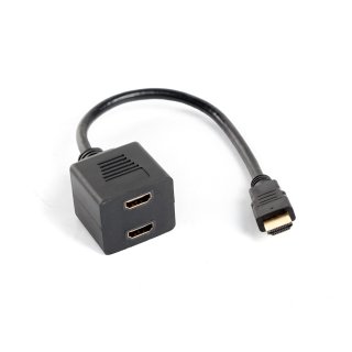 Adapter HDMI(m)->2x HDMI(f) Na Kablu 20cm Czarny Splitter Lanberg