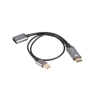 Adapter HDMI(m)->displayport(f) 4K Na Kablu 20cm Srebrny Lanberg