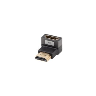 Adapter HDMI(m)->hdmi(f) 8K Kątowy Dół Aluminium Srebrny Lanberg