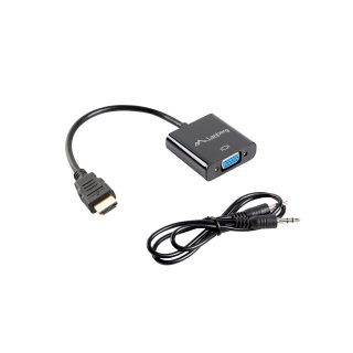 Adapter HDMI(m)->vga(f)+minijack 3.5mm(f) Na Kablu 20cm Lanberg