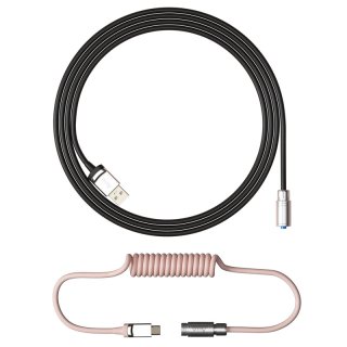 Kabel do klawiatury AKKO Custom Coiled Aviator Cable V2 USB-C - USB-A - Black/Pink