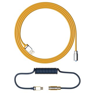 Kabel do klawiatury AKKO Custom Coiled Aviator Cable V2 Macaw USB-C - USB-A - Blue/Gold