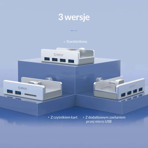 Aktywny biurkowy HUB USB Orico 4xUSB-A 5Gbps Srebrny