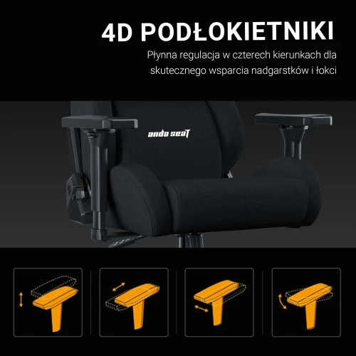 Fotel gamingowy do biura Anda Seat Kaiser 2 Frontier XL czarny materiałowy