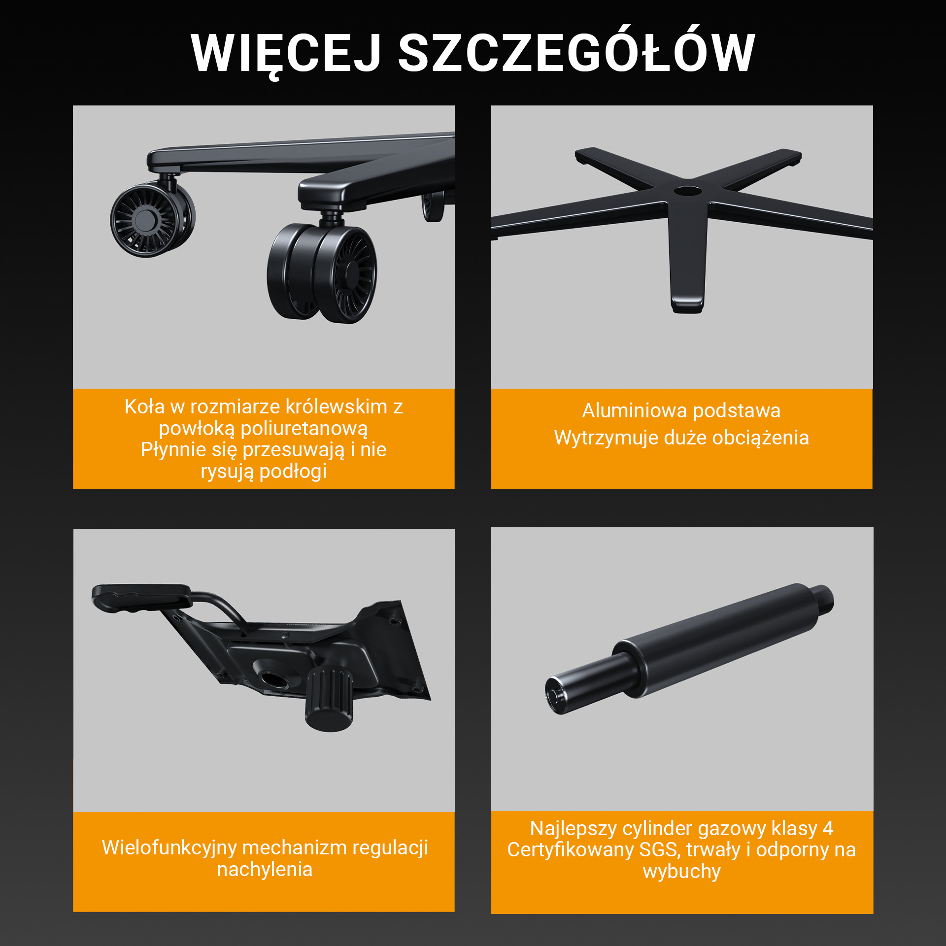 Kółka King Size i aluminiowa podstawa