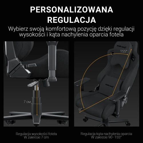Fotel gamingowy do biura Anda Seat Kaiser 2 Frontier XL czarny materiałowy