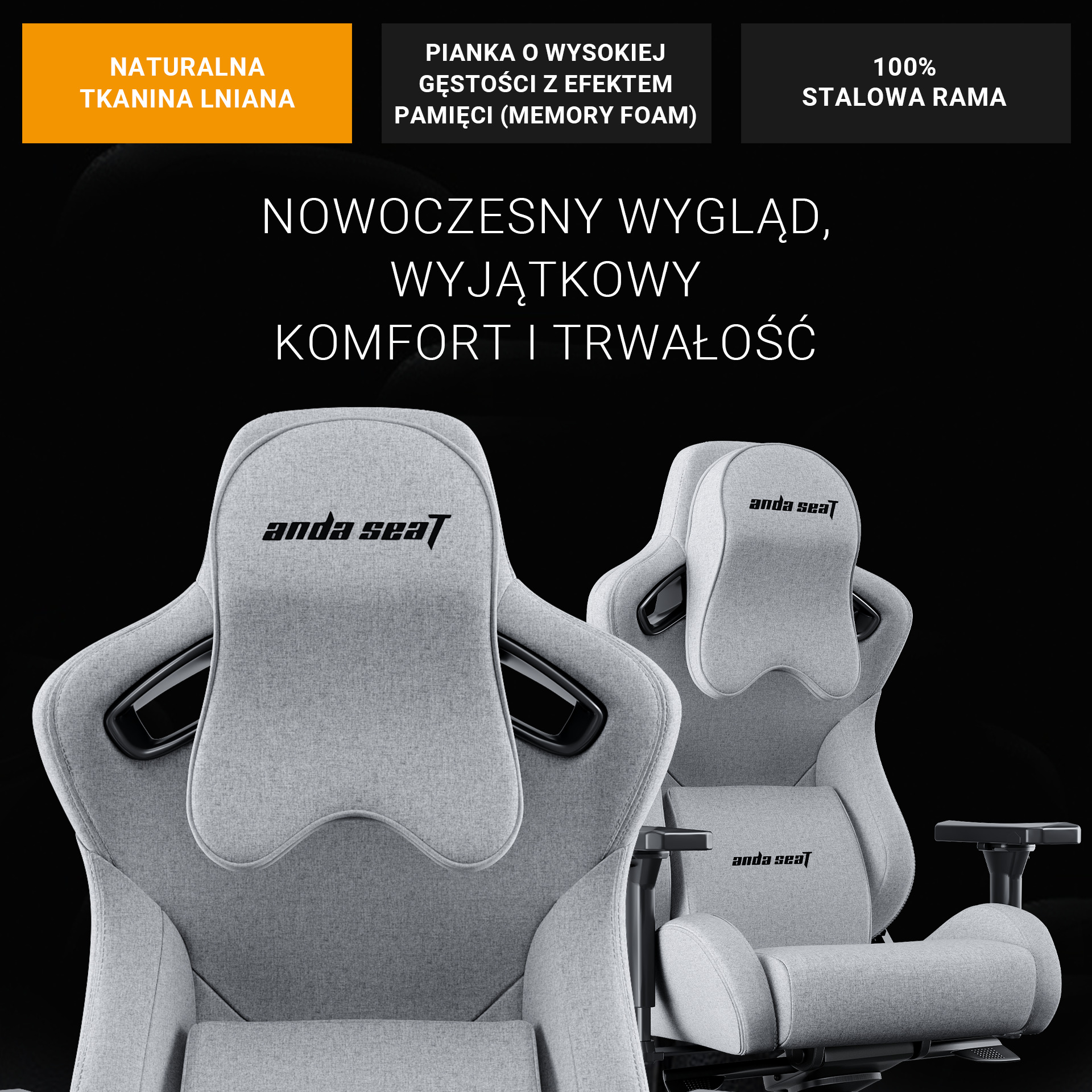 Ergonomiczny design fotela gamingowego Anda Seat Kaiser 2 Pro