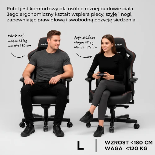 Fotel Anda Seat Kaiser 3 L Materiałowy Dark Gray