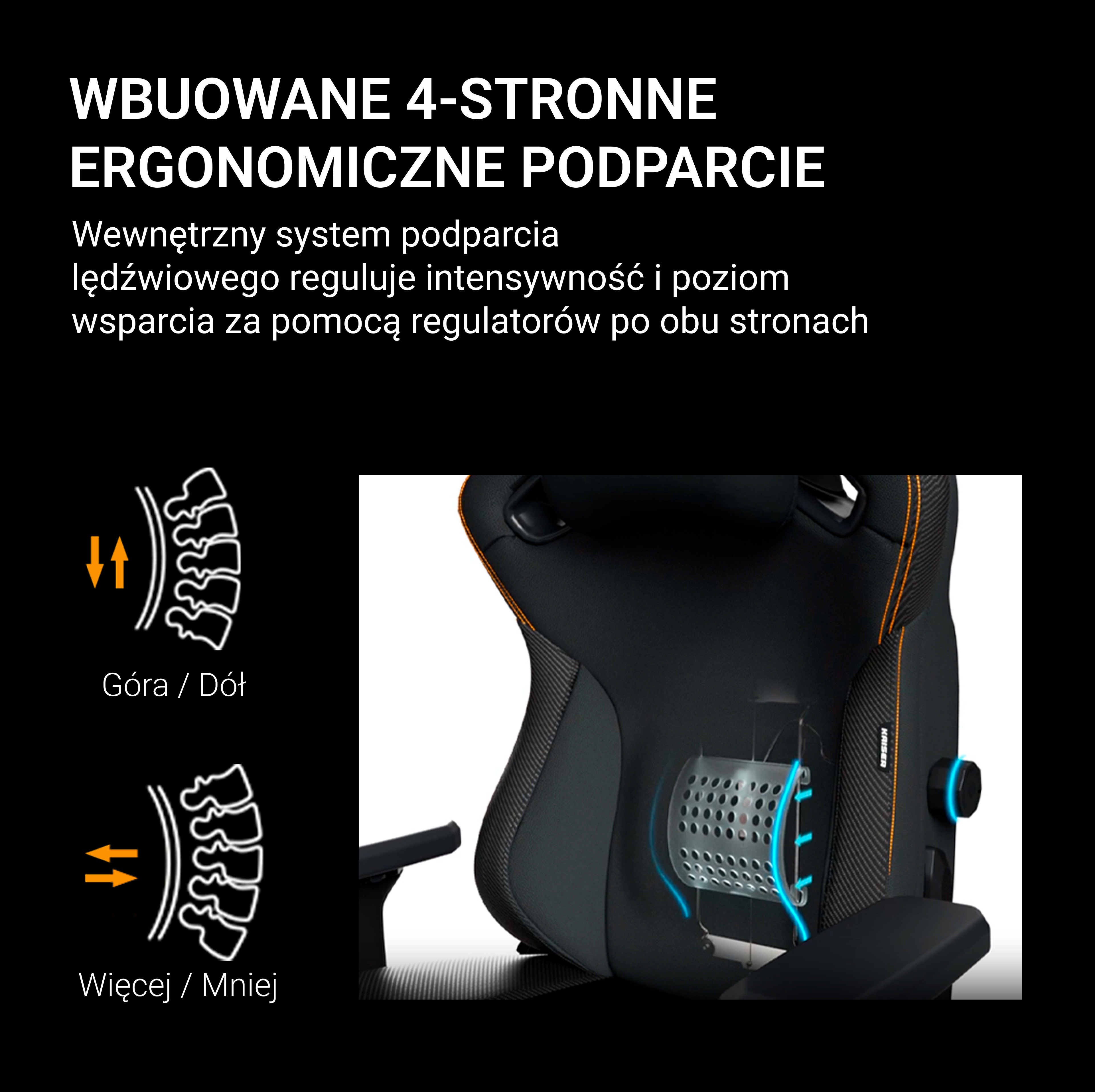 Szerokie ergonomiczne siedzisko fotela Kaiser 3 Pro