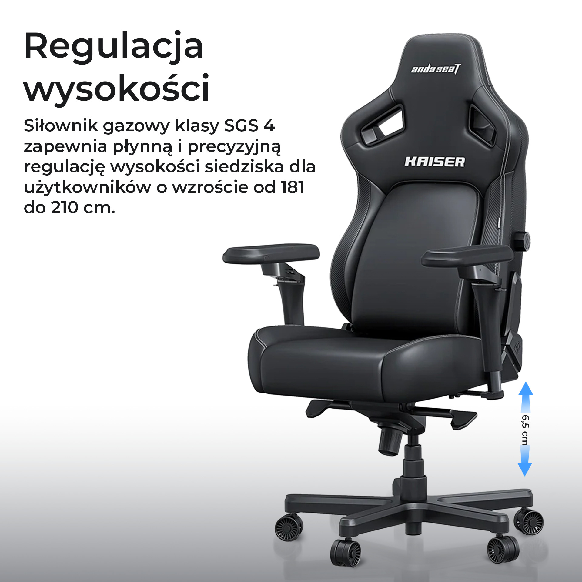 Regulacja wysokości fotela za pomocą siłownika gazowego