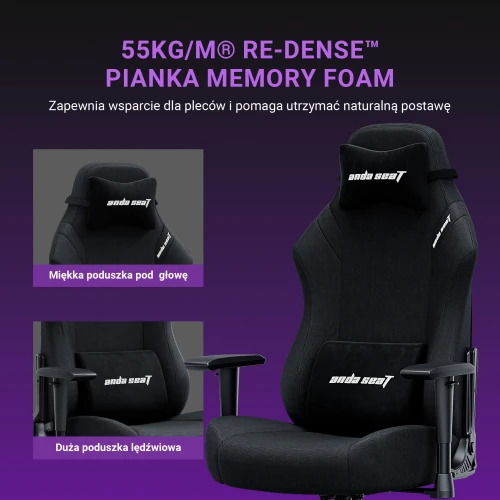 Fotel Anda Seat Luna Black Materiałowy