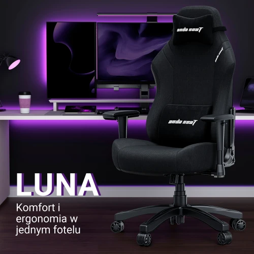 Fotel Anda Seat Luna Black Materiałowy