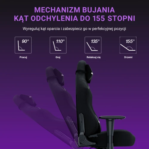 Fotel Anda Seat Luna Black Materiałowy