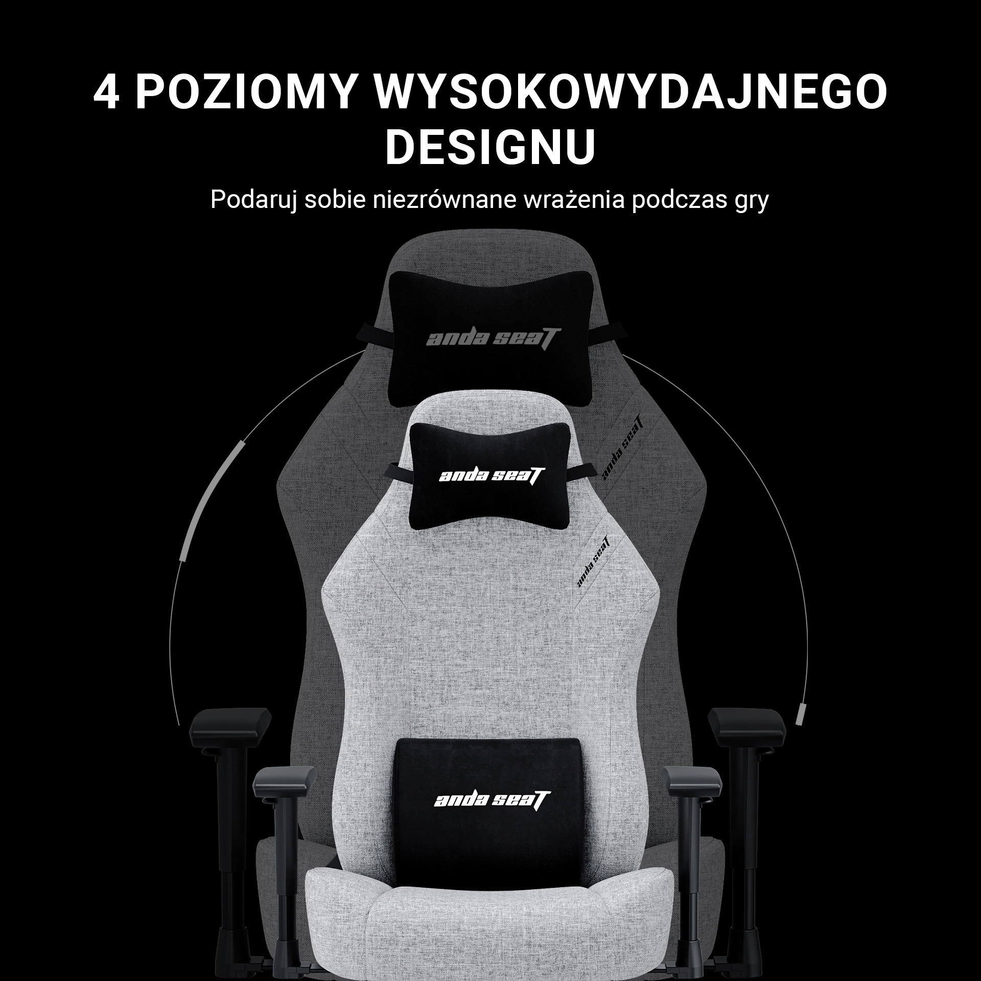Indywidualna regulacja fotela - 4 poziomy wysokowydajnego designu