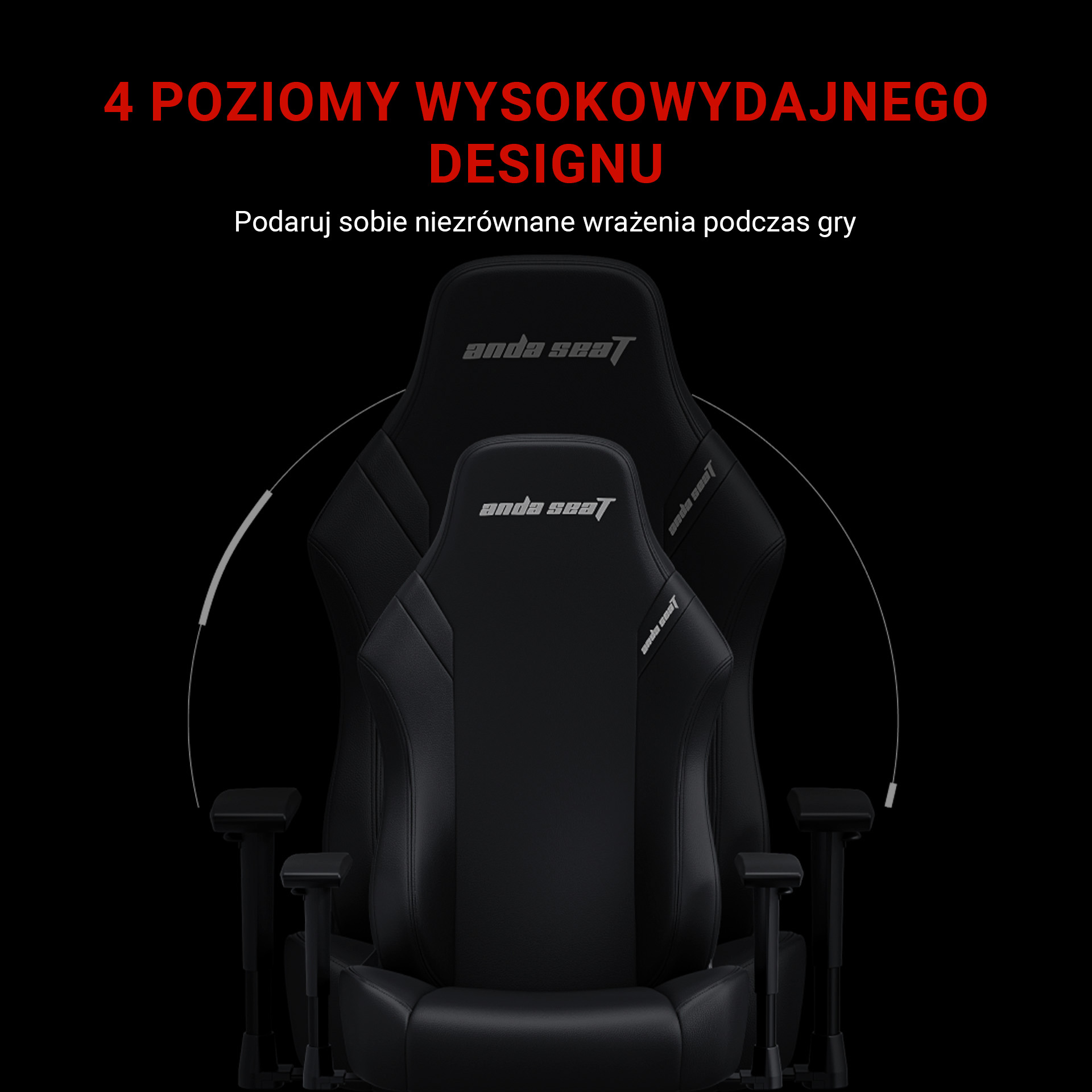 Indywidualna regulacja fotela - 4 poziomy wysokowydajnego designu