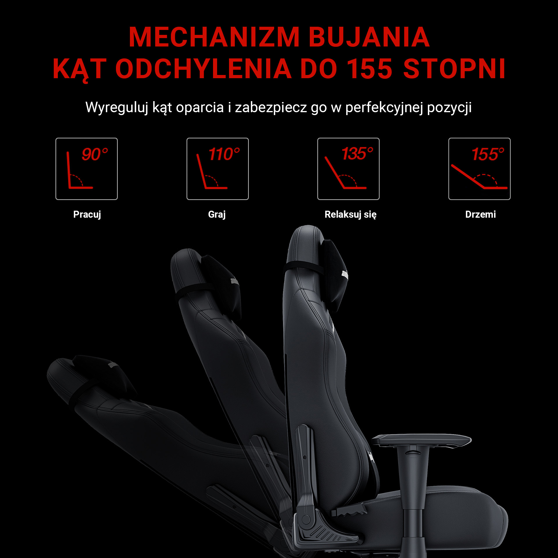 Mechanizm bujania i regulacja kąta odchylenia oparcia