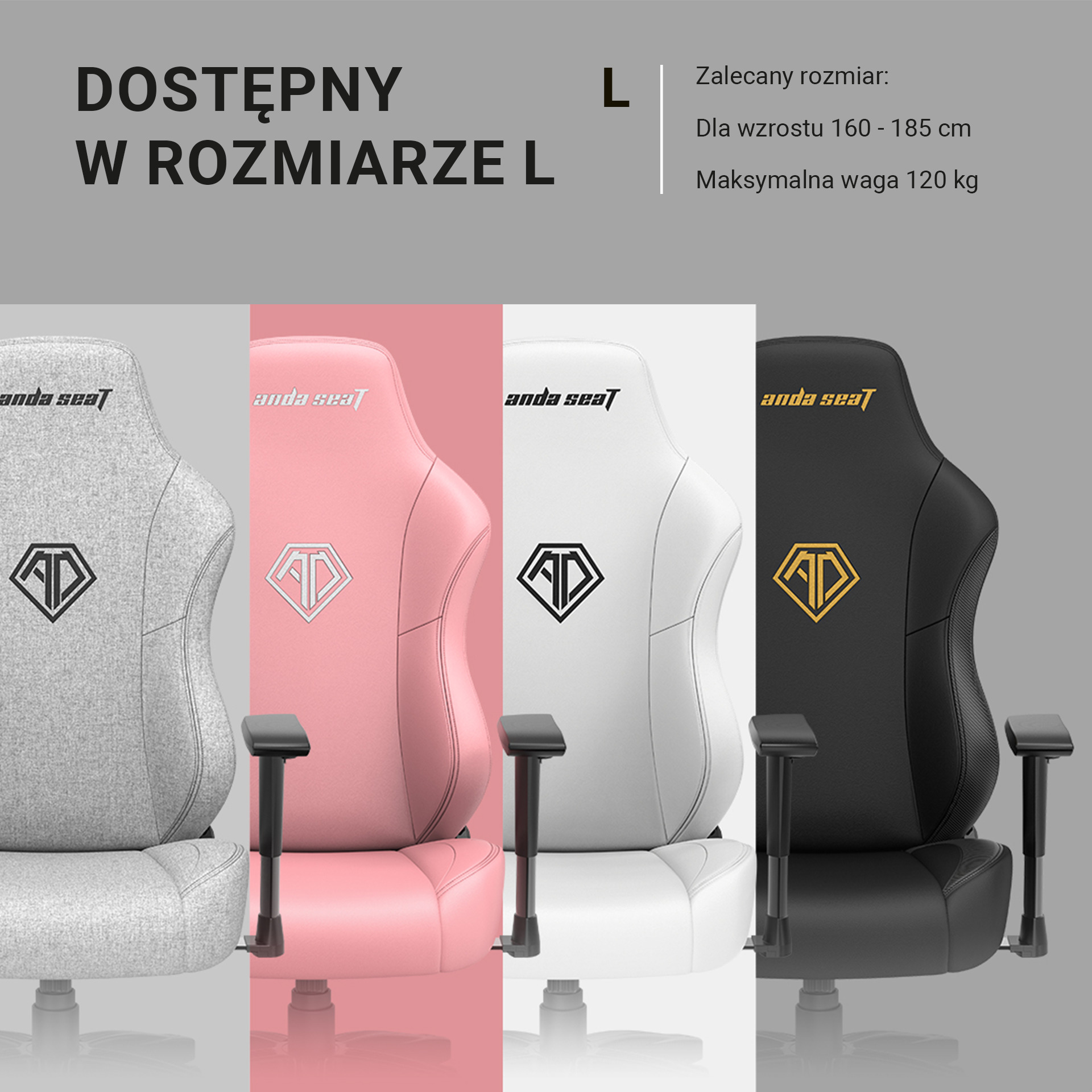 Różne warianty kolorystyczne fotela Anda Seat Phantom 3 L