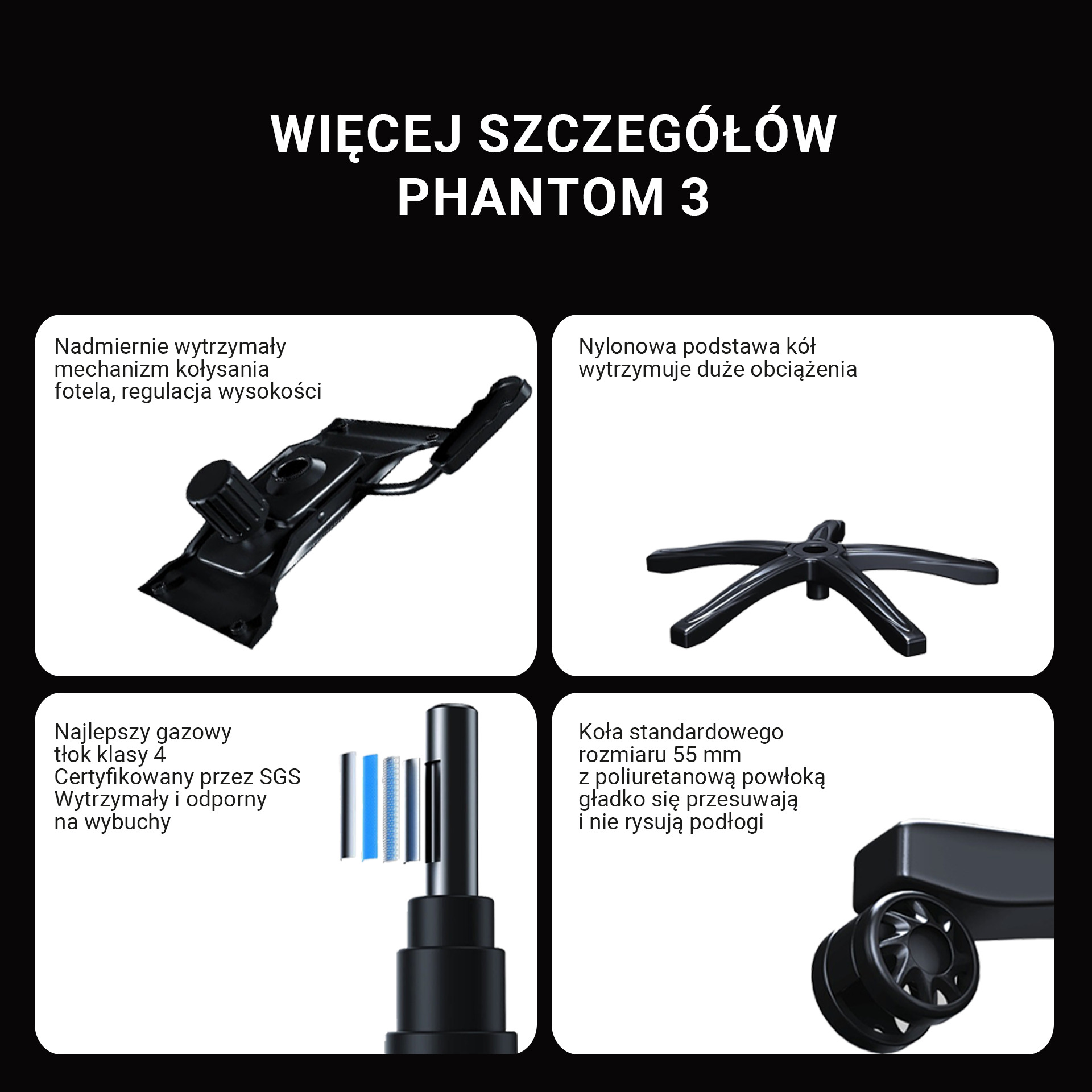 Szczegóły solidnej konstrukcji: podstawa, kółka i mechanizmy