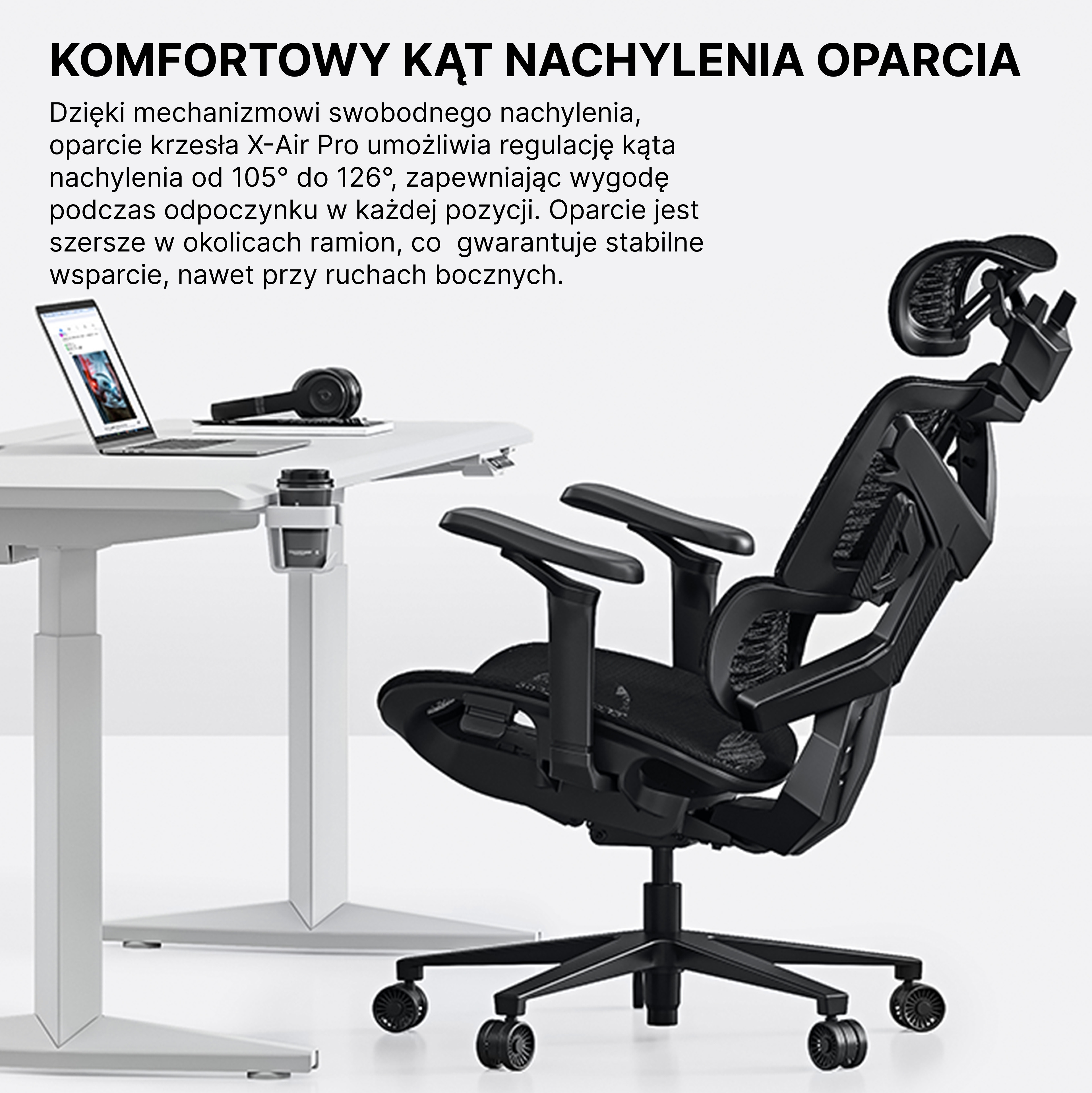 Regulowany kąt nachylenia oparcia Anda Seat X-Air Pro XL
