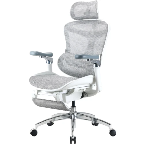 Fotel biurowy z podnóżkiem Sihoo DORO C300 Pro Mesh White z podnóżkiem