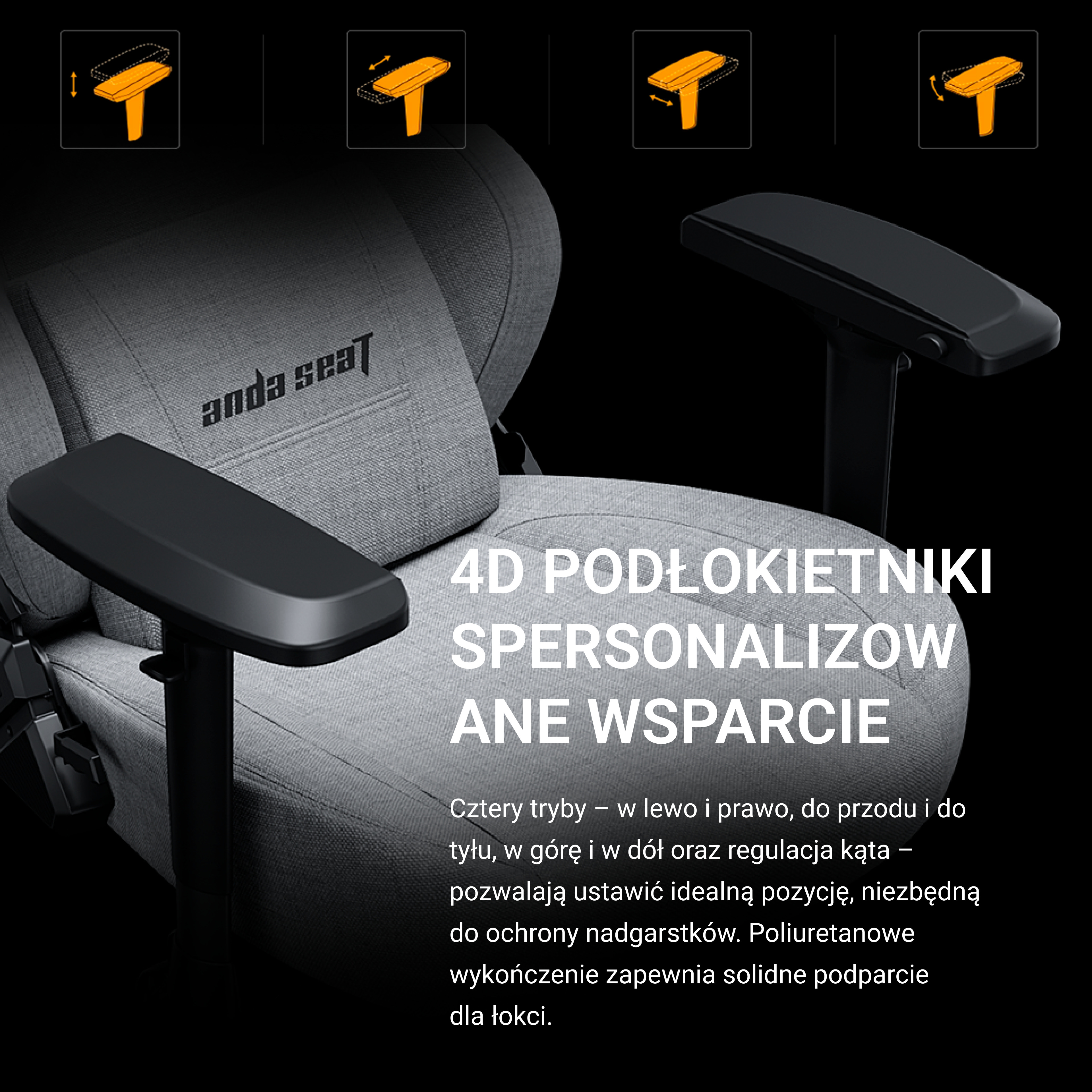 Regulowane podłokietniki 4D Anda Seat Phantom 3 Pro