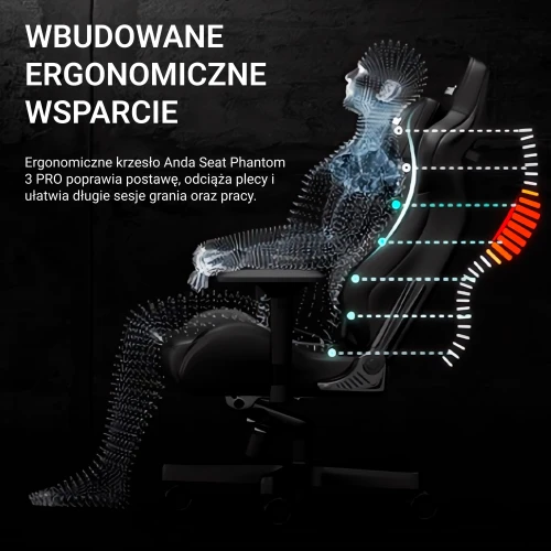 Fotel gamingowy Phantom 3 PRO L Anda Seat materiałowy ciemnoszary