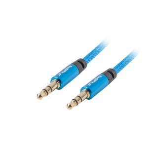 Kabel Audio Minijack 3.5mm M/m 3 Pin 1m Niebieski Premium Lanberg