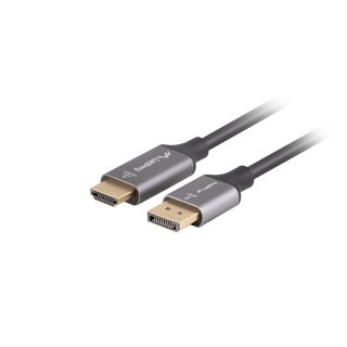 Kabel DisplayPort(m) ->hdmi(m) 1.8m 4K Czarno-srebrny Lanberg
