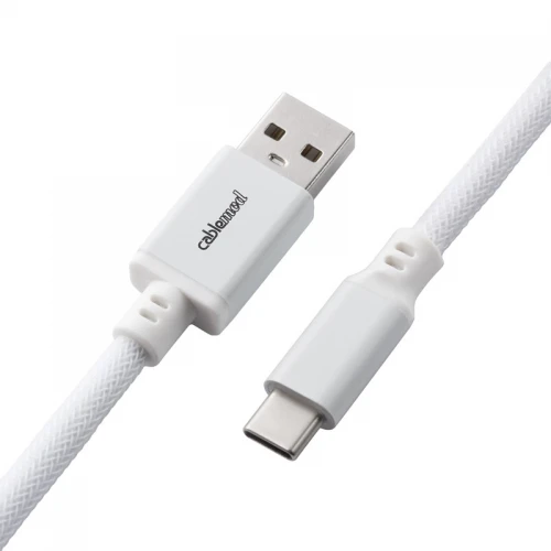 Kabel do klawiatury CableMod Classic Coiled Cable Glacier White (USB-C do USB-A) 1.5m