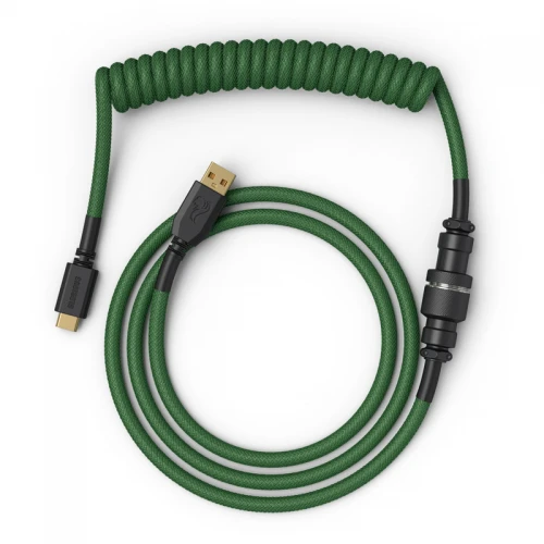 Kabel do klawiatury Glorious Coiled Cable Forest Green (USB-C do USB-A) 1.37m