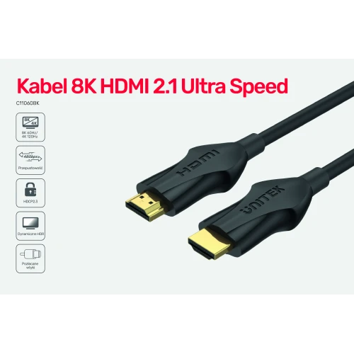 Kabel HDMI 2.1 8K 4K@120Hz Unitek C11060BK-1M - 1m