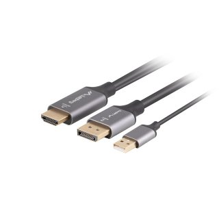 Kabel HDMI(m)->displayport(m) 1.8m 4K Czarny Lanberg