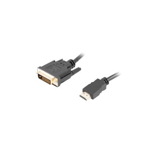 Kabel HDMI(m)->dvi-d(m)(18+1) 0.5m Czarny Single Link Pozłacane Styki Lanberg