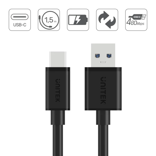 Kabel USB-A 2.0 - USB-C Unitek C14067BK QC 2.0 - 1,5m 