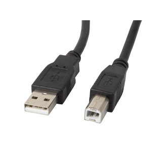 Kabel USB-a(m)->usb-b(m) 2.0 0.5m Czarny Lanberg