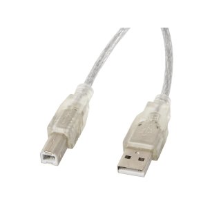 Kabel USB-a(m)->usb-b(m) 2.0 5m Przezroczysty Ferryt Lanberg