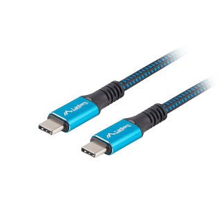 Kabel USB-C M/m USB4 0.5m 100w 8K 30hz Czarno-niebieski Lanberg