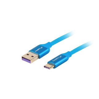 Kabel USB-c(m)->usb-a(m) 2.0 0.5m Niebieski Premium 5a Lanberg